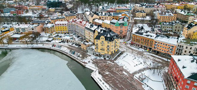 Drönarbild som visar Maren, Södertälje City.