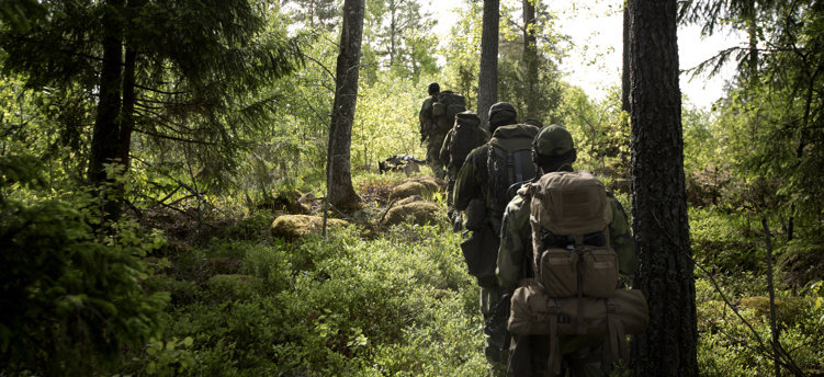 Bild på militärer i en skog