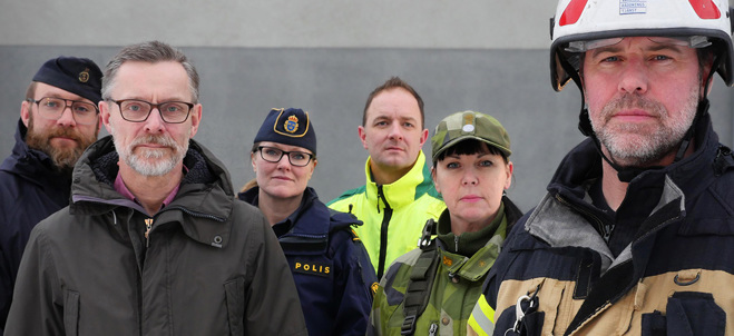 Genrebild som visar personer från civilförsvaret. Foto: Försvarsmakten.