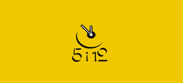 Logotyp för Fem i tolv-priset, mot gul bakgrund