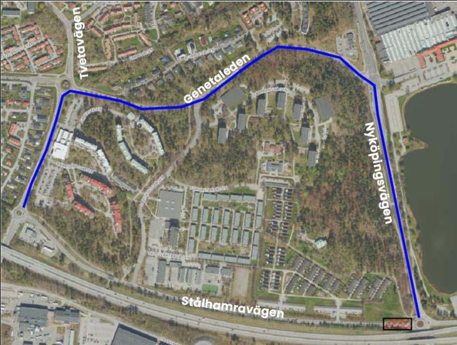 Karta omledning trafik Nyköpingsvägen maj 2026 