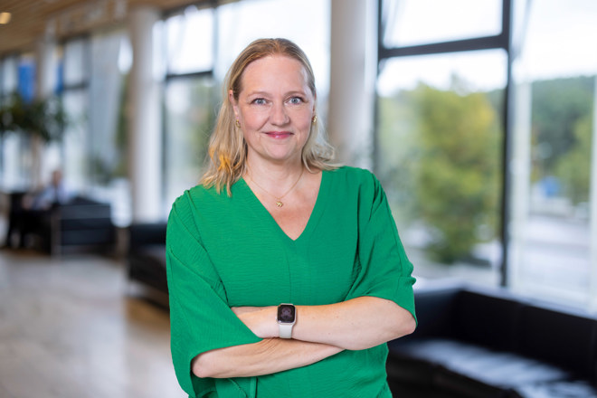 Porträtt av Linda Färggren, Gruppledare Södertälje kommun. Foto Liza Simonsson