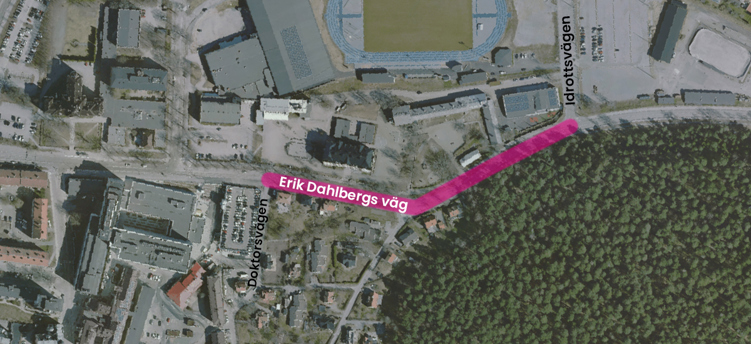 karta som visar byggsträckningen
