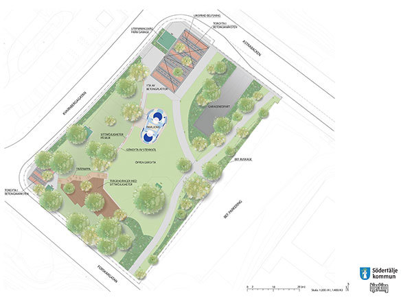 Illustration av parken