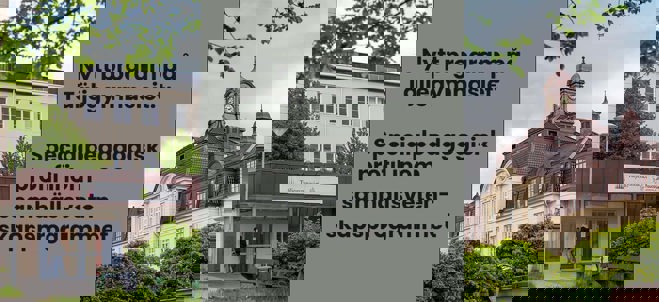 Nytt program på Täljegymnasiet i höst. Bild på skola samt text.