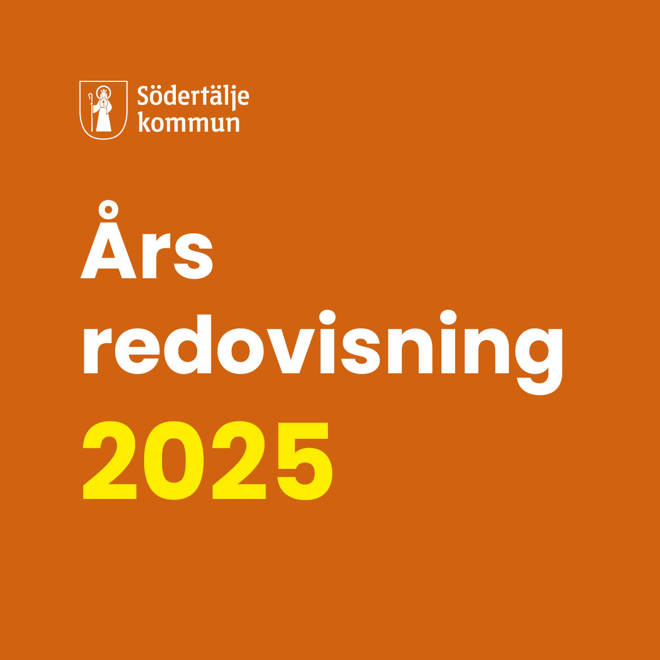 Orange ruta med Årsredovisning 2024 skrivet i vitt och gult