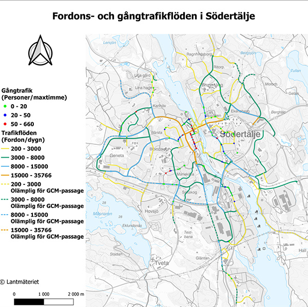 Karta som visar trafikflöden