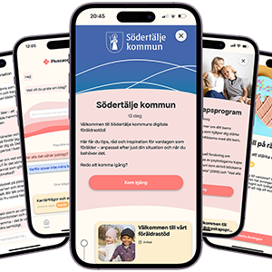 En illustration på hur appen ser ut i mobilen.