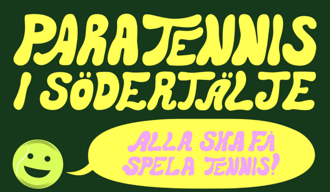 en färgglad bild med en tennisboll som skrattar