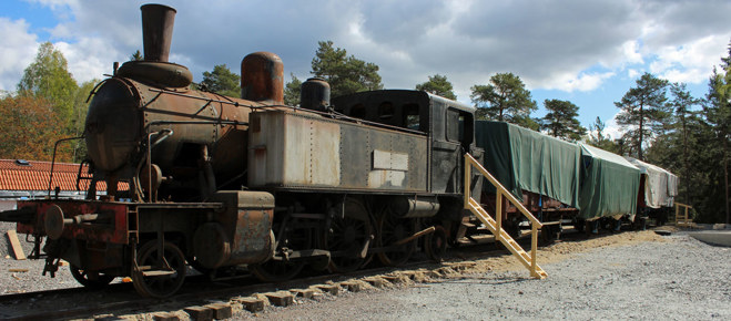 Tåget i stadskvarteret på Torekällberget
