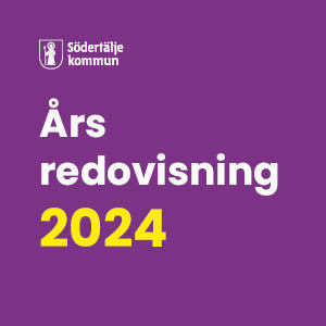 Årsredovisning 2024 skrivet i text på en lila platta