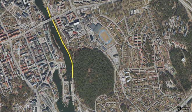 Flygbild över etapper inom projektet.