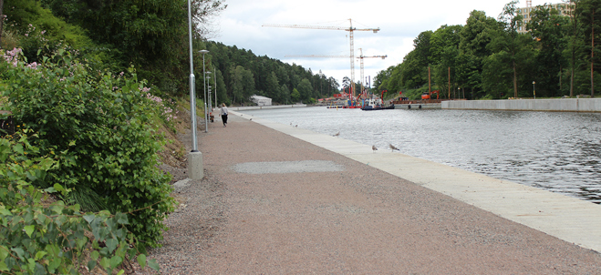Cykel och gångväg vid öppnandet av etapp 1. Fotograf: Katinka Öberg, Trafikverket.