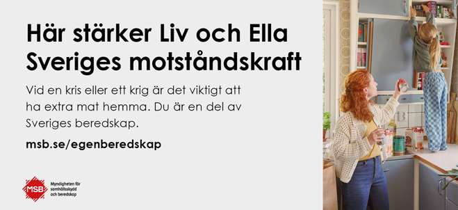 Annons från MSB om egen beredskap. Krisberedskapsveckan 26/9-2/10.