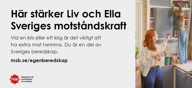 Annons från MSB om egen beredskap. Krisberedskapsveckan 26/9-2/10.